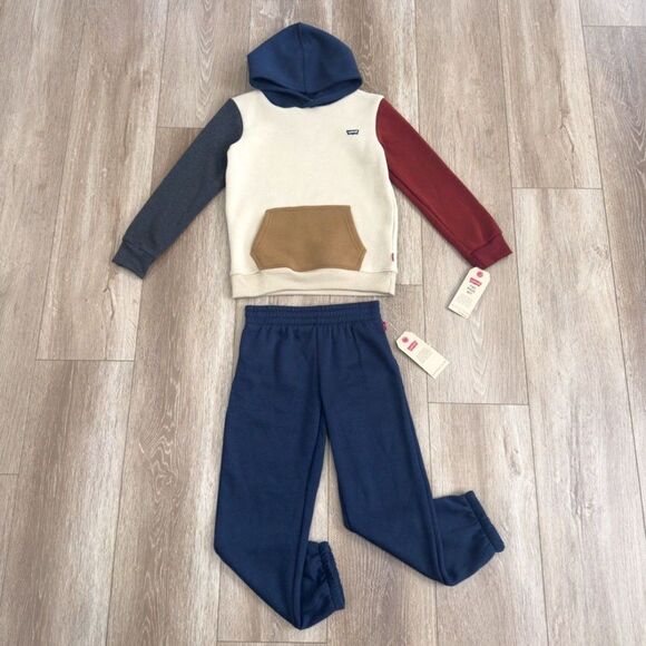 NWT Levi’s 2pc Color Block Hoodie And Joggers Set Kids Size 6-7 years - Picture 1 of 10